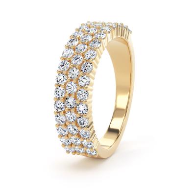 Diamond Set Round Brilliant Cut, Triple Row Claw Image