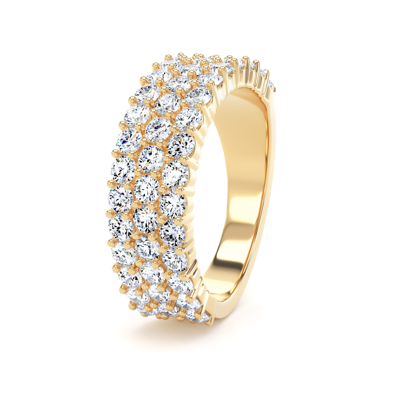 Diamond Set Round Brilliant Cut, Triple Row Claw Image
