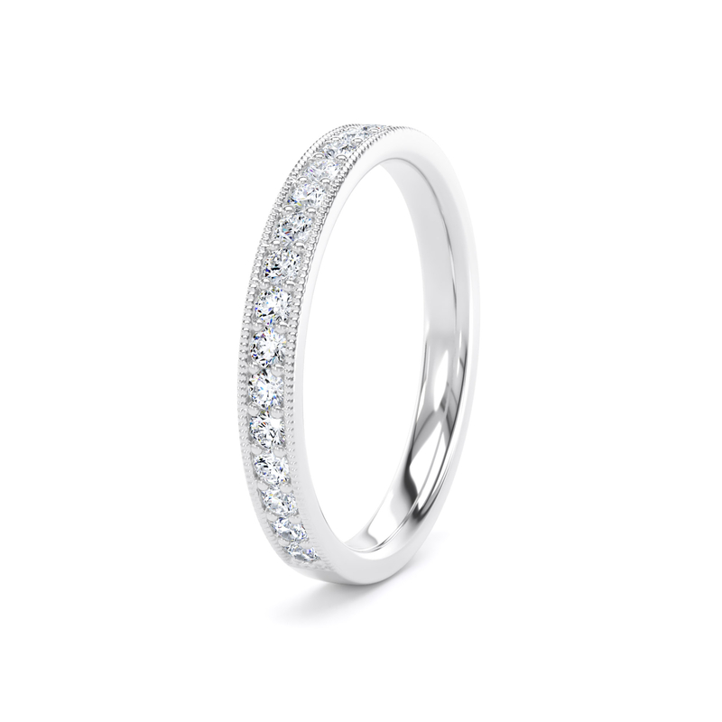Diamond Set Round Brilliant Cut, Millgrain Channel Claw Image
