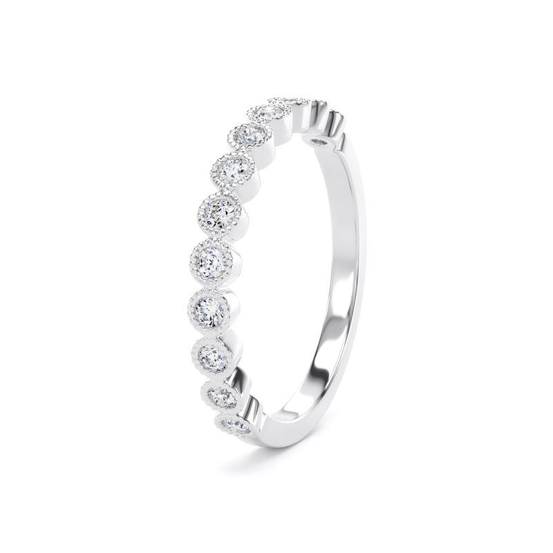 Diamond Set Round Brilliant Cut, Millgrain Bezel Image