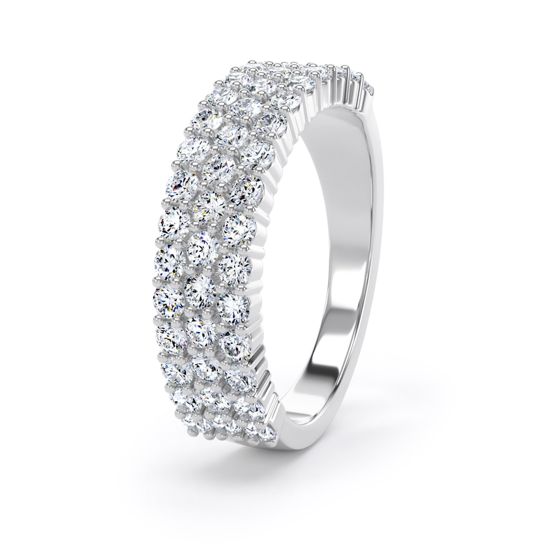 Diamond Set Round Brilliant Cut, Triple Row Claw Image
