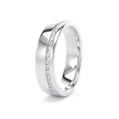 Image of White Gold Diamond Set Round Brilliant Cut, Offset Channel