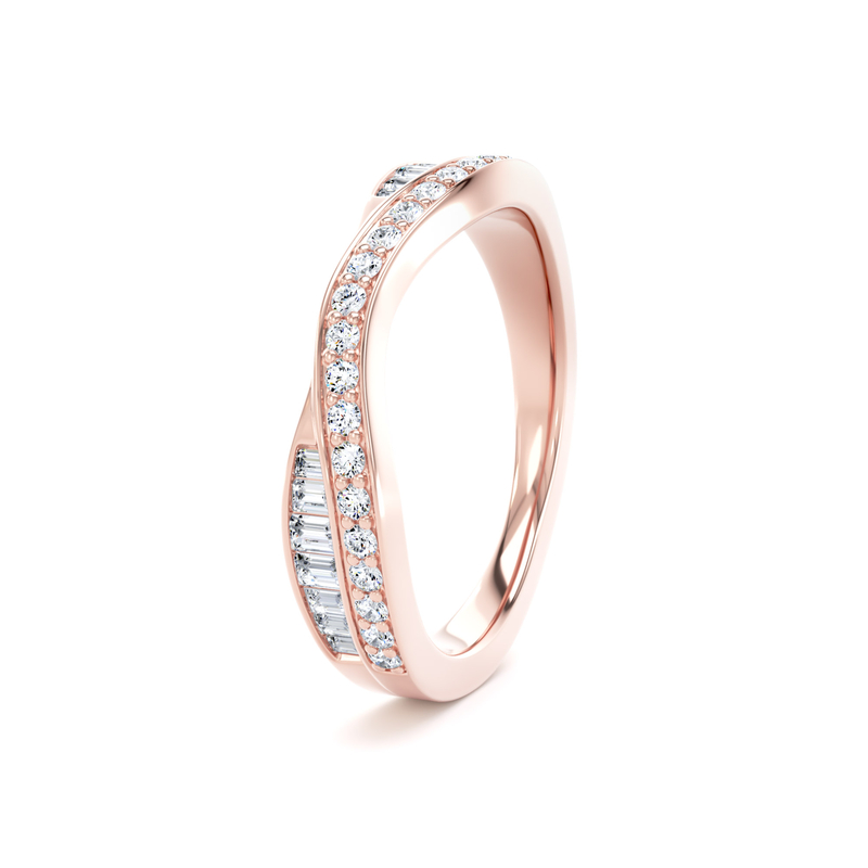 Diamond Set Round Brilliant & Baguette Cut, Entwined Double Row Image