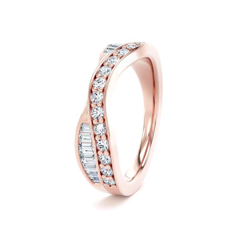 Diamond Set Round Brilliant & Baguette Cut, Entwined Double Row Image