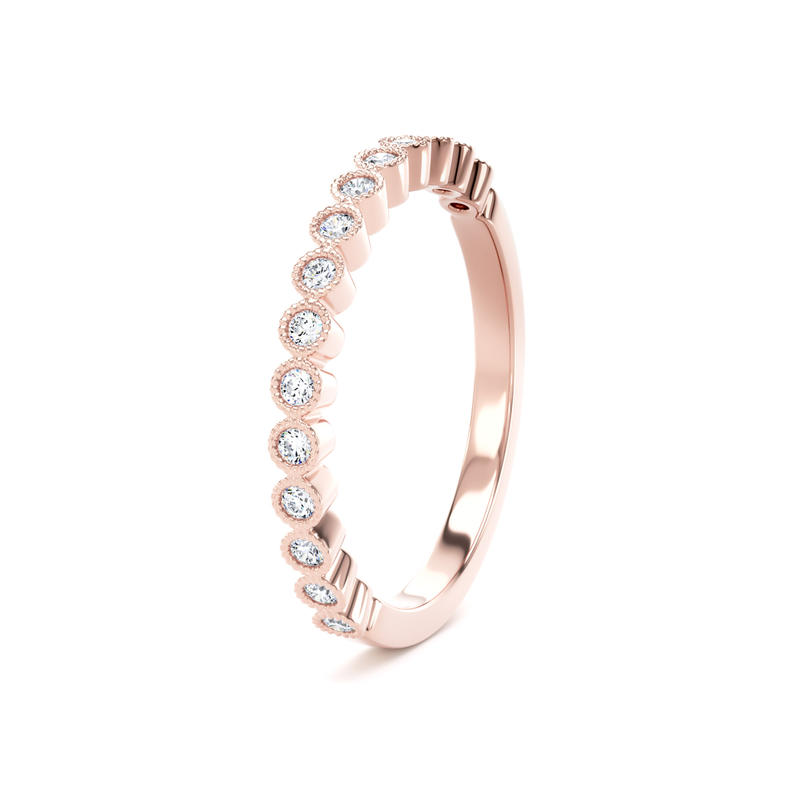 Diamond Set Round Brilliant Cut, Millgrain Bezel Image