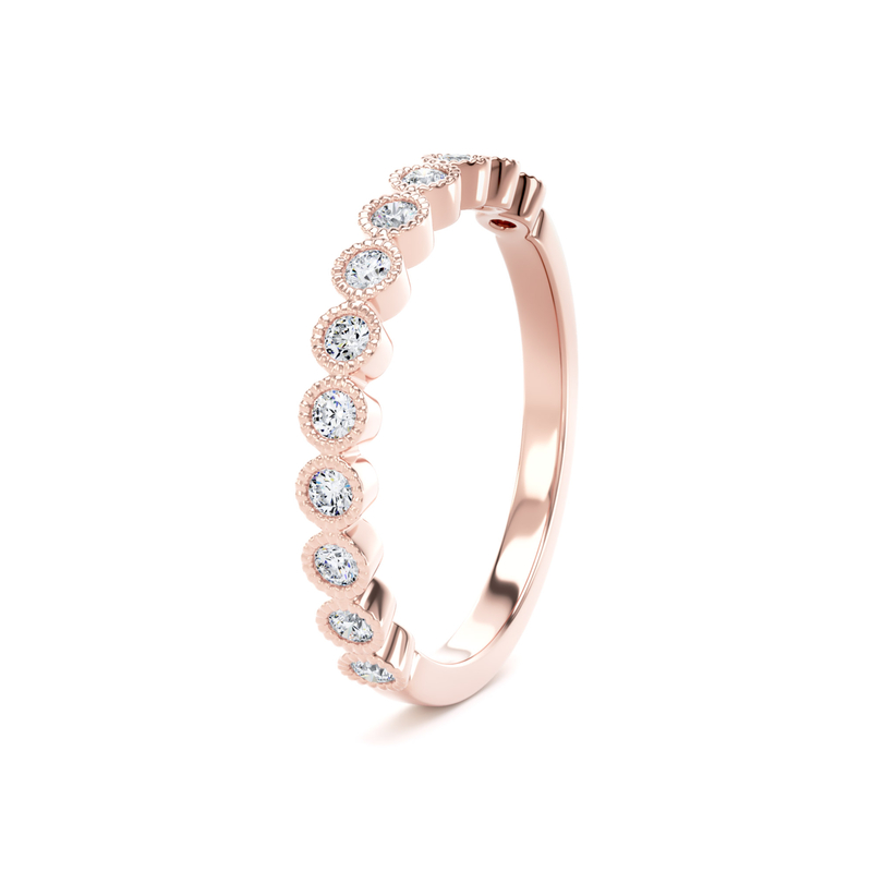 Diamond Set Round Brilliant Cut, Millgrain Bezel Image