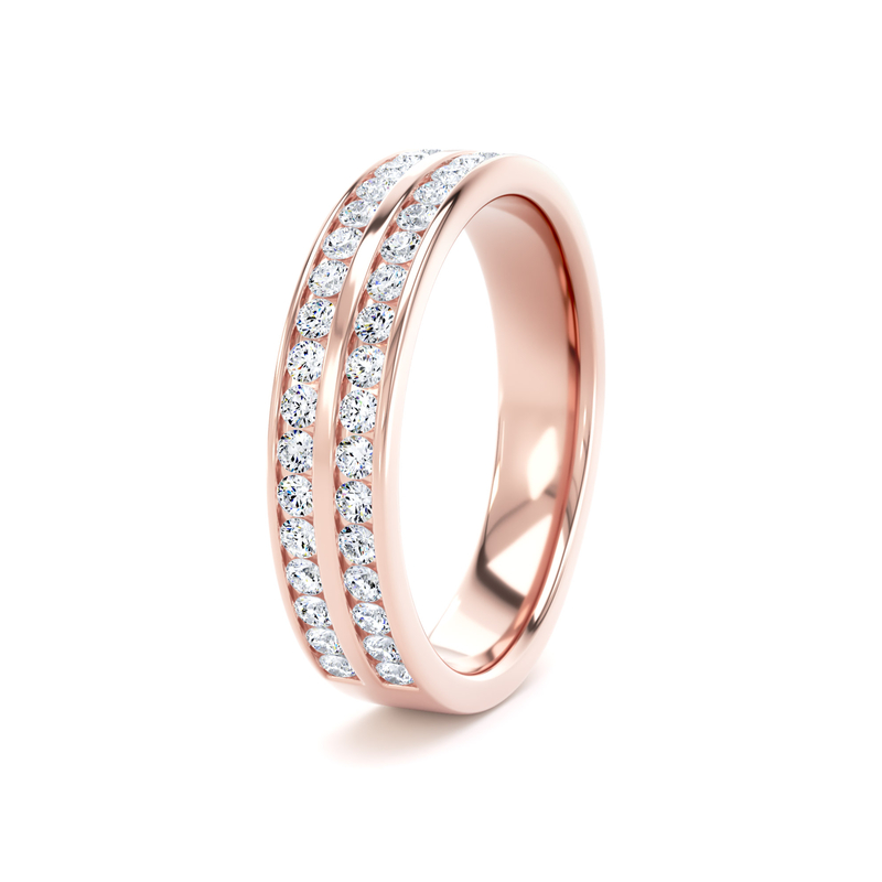 Diamond Set Round Brilliant Cut, Double Row Channel Image