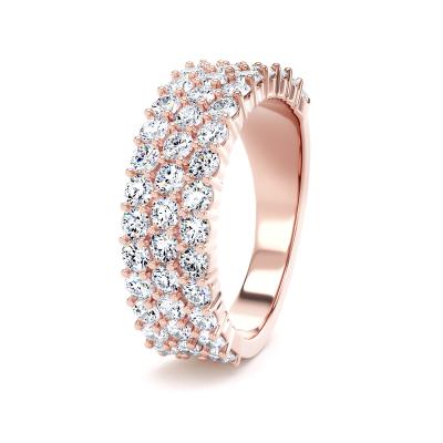 Diamond Set Round Brilliant Cut, Triple Row Claw Image