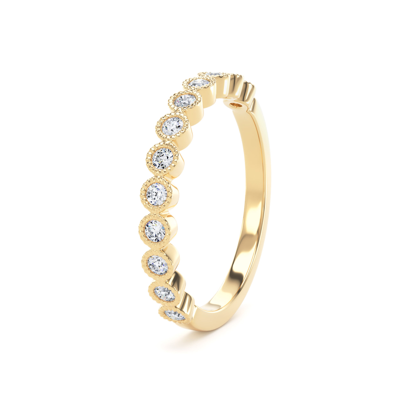 Diamond Set Round Brilliant Cut, Millgrain Bezel Image