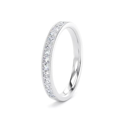 Diamond Set Round Brilliant Cut, Millgrain Channel Claw Image