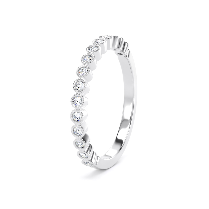 Diamond Set Round Brilliant Cut, Millgrain Bezel Image