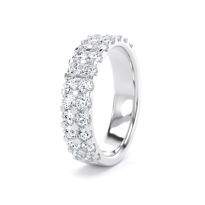 Diamond Set Round Brilliant Cut, Double Row Claw Image