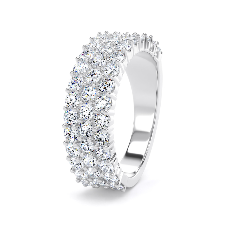 Diamond Set Round Brilliant Cut, Triple Row Claw Image