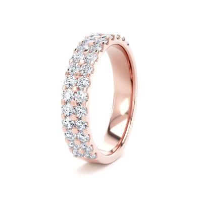Diamond Set Round Brilliant Cut, Double Row Claw Image