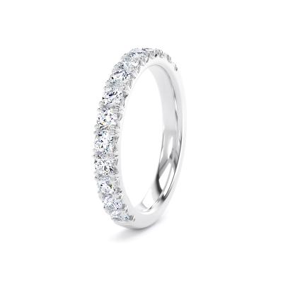 Image of Platinum Diamond Set Round Brilliant Cut, French Pave / Fish Tail