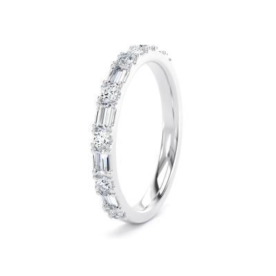 Image of Platinum Diamond Set Round Brilliant & Baguette, Castle & Claw