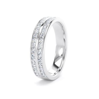 Image of Platinum Diamond Set Round Brilliant Cut, Double Row Channel