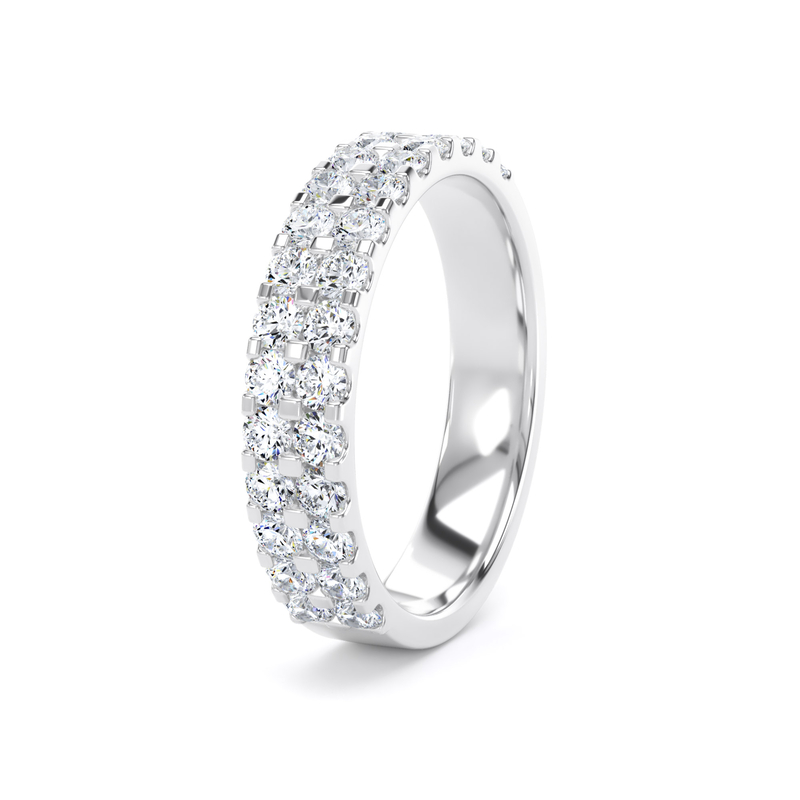 Diamond Set Round Brilliant Cut, Double Row Claw Image