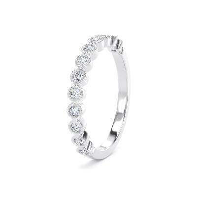 Image of Platinum Diamond Set Round Brilliant Cut, Millgrain Bezel