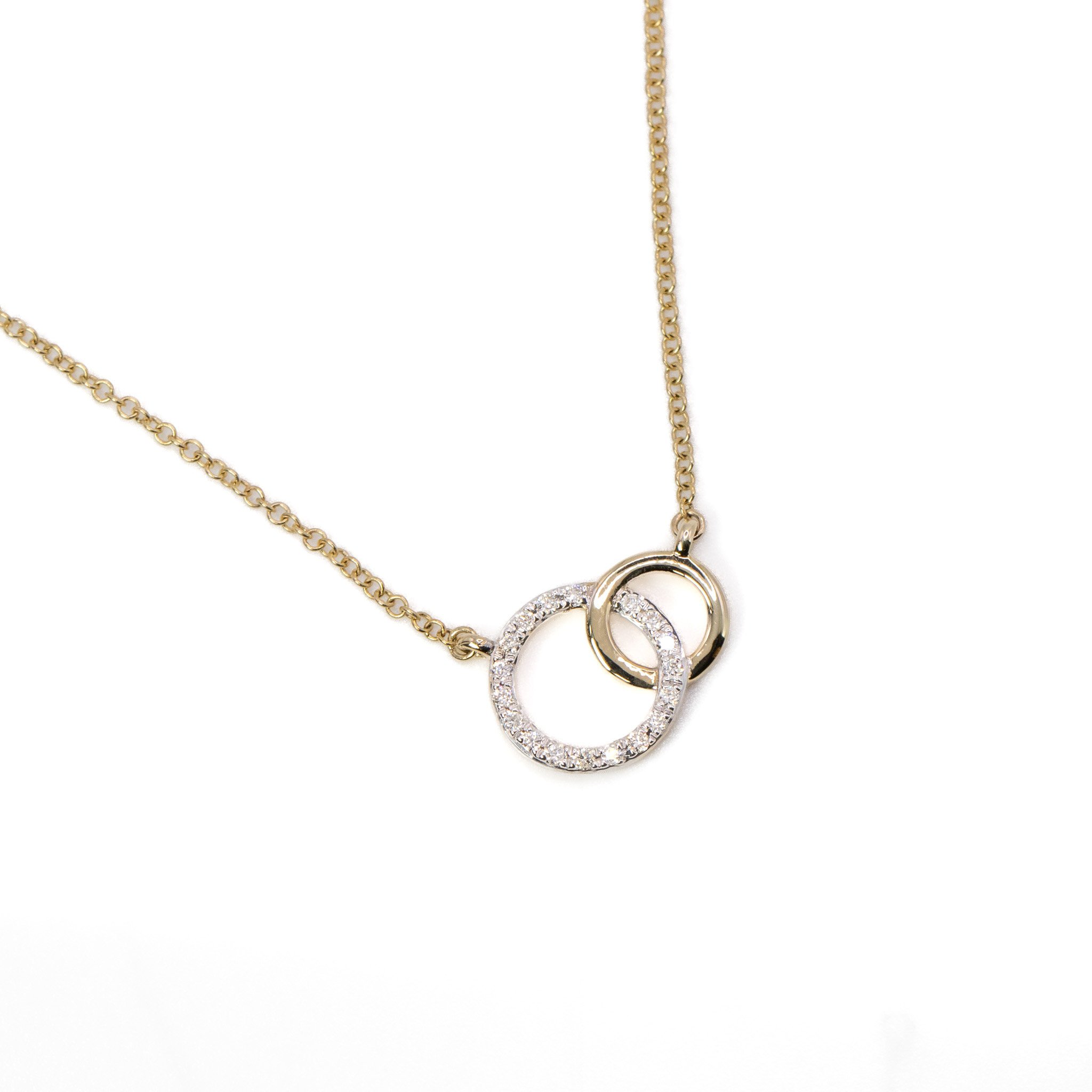0.09ct Natural Diamond Double Circle of Life Pendant in Yellow Gold Image