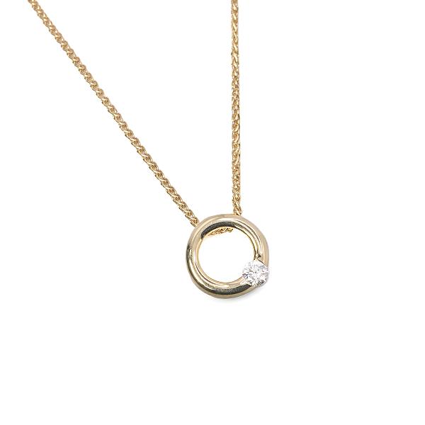 Image of 0.09ct Natural Diamond Circle Pendant in Yellow Gold