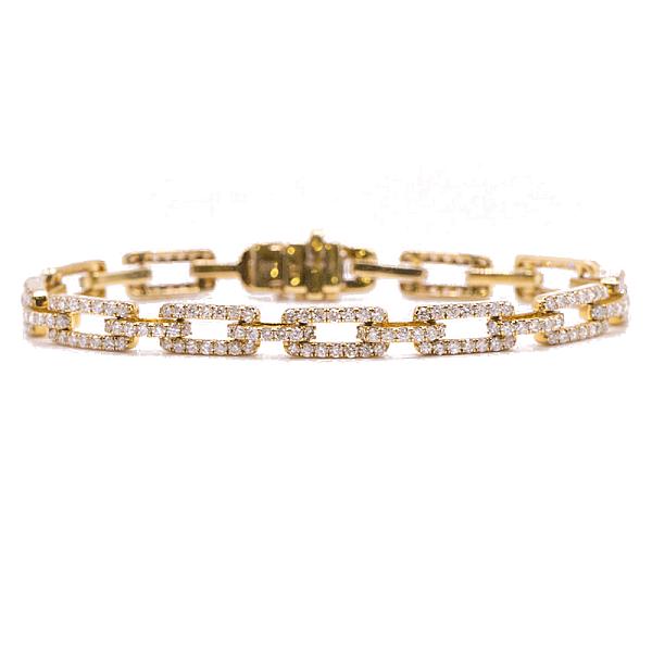 Image of 3.20ct Natural Diamond Paperclip Bracelet in Yellow Gold
