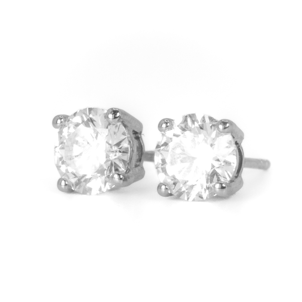2.02ct Lab Grown Round Brilliant Cut Diamond Earrings in White Gold Image