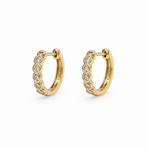 Image of 0.10ct Natural Diamond Huggies in a Rub-over Setting in Yellow Gold