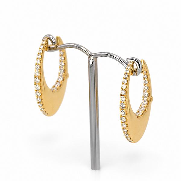 Image of 1.23ct Natural Diamond Set Oval Shape Hoops in Yellow Gold