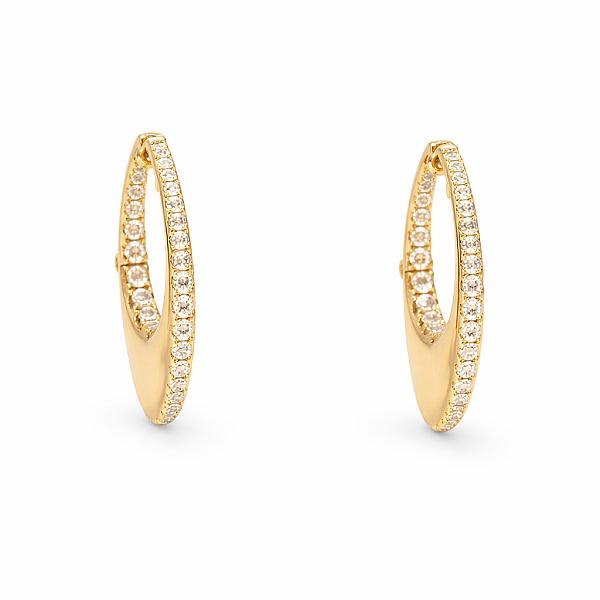 Image of 1.23ct Natural Diamond Set Oval Shape Hoops in Yellow Gold