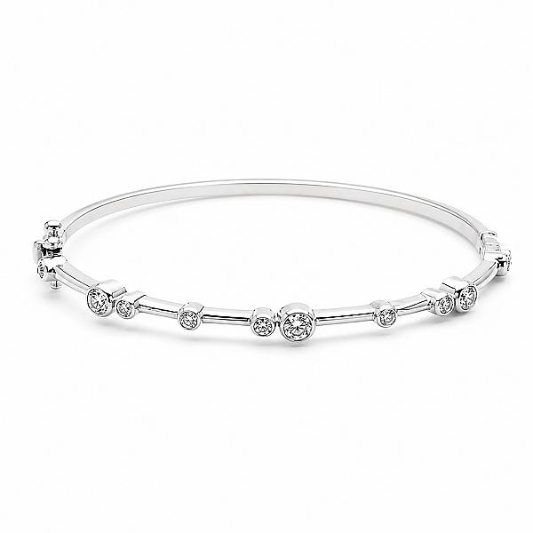 Image of 1.00ct Natural Diamond Bubble Style Bangle in White Gold