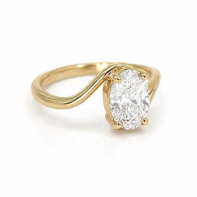 2.03ct Lab Grown Oval Diamond Twist Ring | D VVS2 | 18ct Yellow Gold Image