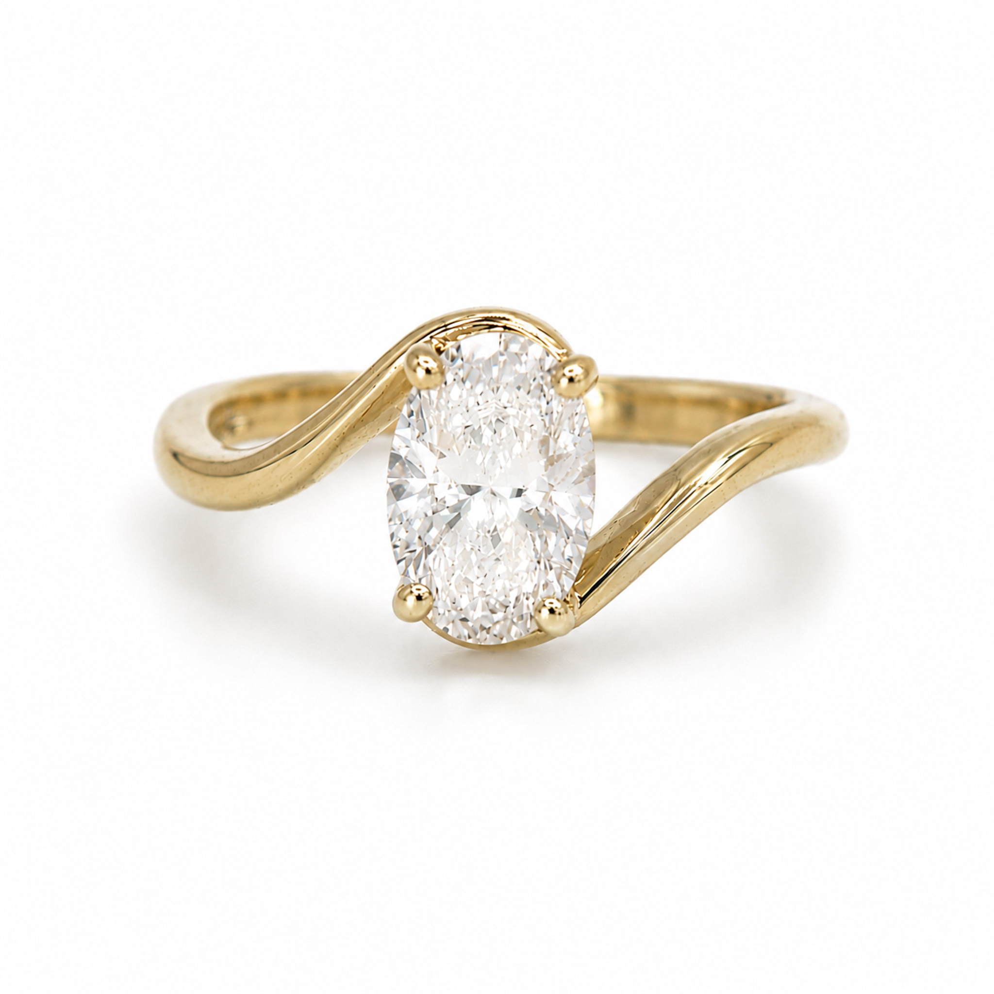 2.03ct Lab Grown Oval Diamond Twist Ring | D VVS2 | 18ct Yellow Gold Image