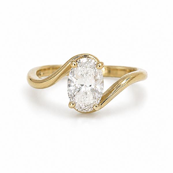 Image of 2.03ct Lab Grown Oval Diamond Twist Ring | D VVS2 | 18ct Yellow Gold