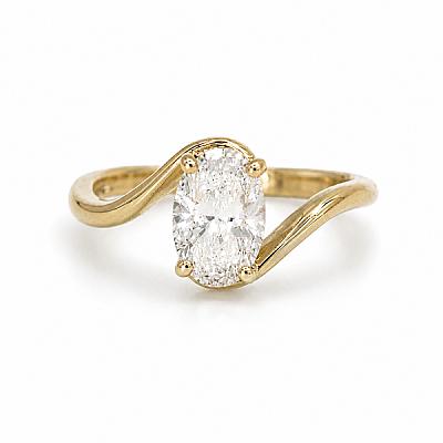 2.03ct Lab Grown Oval Diamond Twist Ring | D VVS2 | 18ct Yellow Gold Image