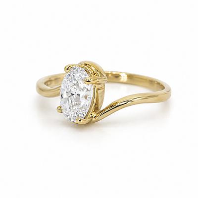2.03ct Lab Grown Oval Diamond Twist Ring | D VVS2 | 18ct Yellow Gold Image