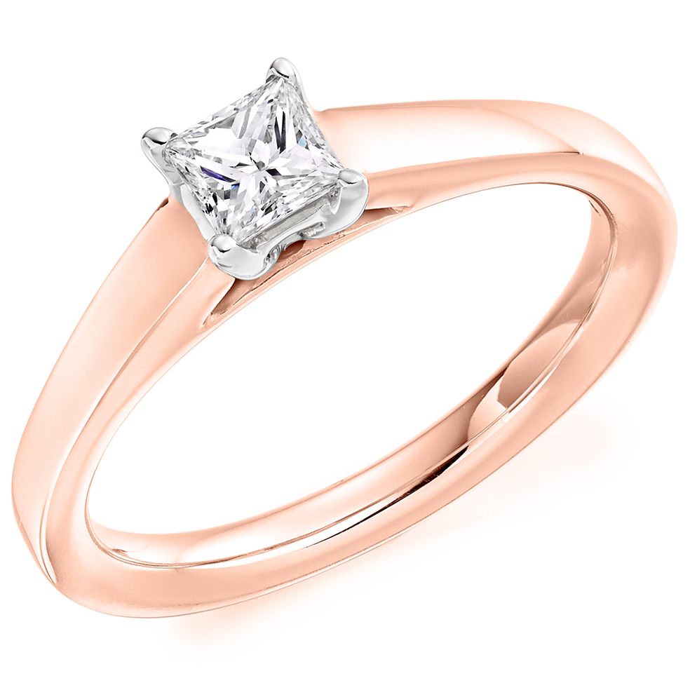 Princess Cut Solitaire with Plain Shoulders Engagement Ring Image