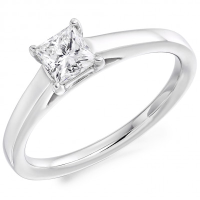 Princess Cut Solitaire with Plain Shoulders Engagement Ring Metal Image