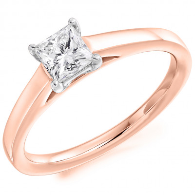 Princess Cut Solitaire with Plain Shoulders Engagement Ring Metal Image