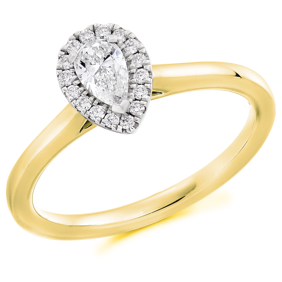 Pear Cut Halo with Plain Shoulders Engagement Ring Image