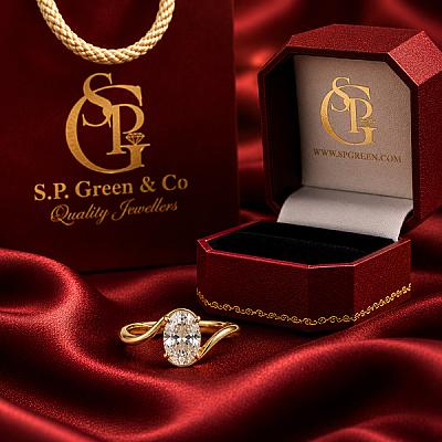 2.03ct Lab Grown Oval Diamond Twist Ring | D VVS2 | 18ct Yellow Gold Image