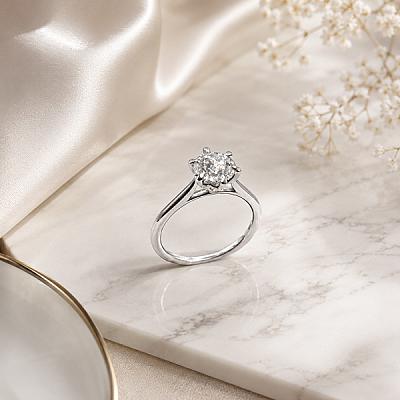 0.86ct Lab Grown Round Diamond Solitaire Ring | D VVS2 | Platinum | Six Claw Image