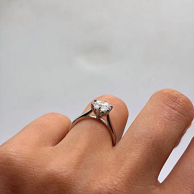 0.86ct Lab Grown Round Diamond Solitaire Ring | D VVS2 | Platinum | Six Claw Image