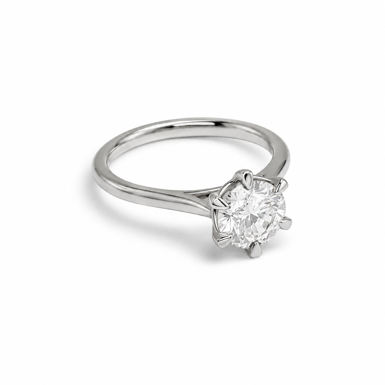 0.86ct Lab Grown Round Diamond Solitaire Ring | D VVS2 | Platinum | Six Claw Image