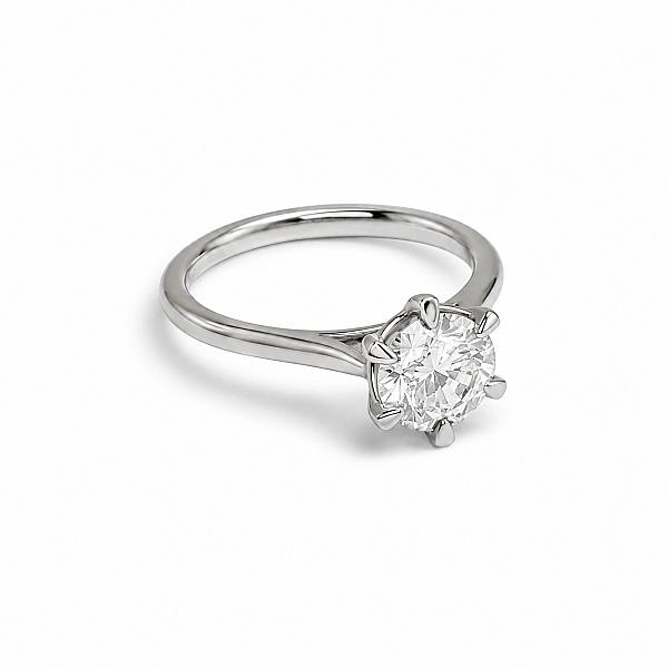 Image of 0.86ct Lab Grown Round Diamond Solitaire Ring | D VVS2 | Platinum | Six Claw
