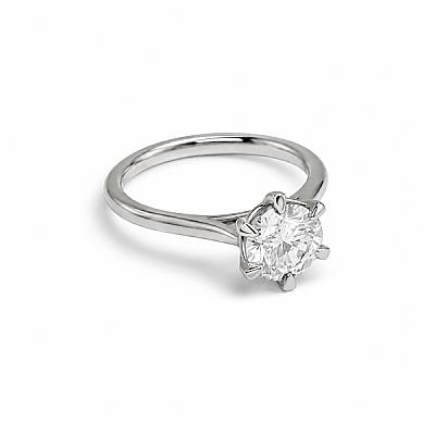 0.86ct Lab Grown Round Diamond Solitaire Ring | D VVS2 | Platinum | Six Claw Image