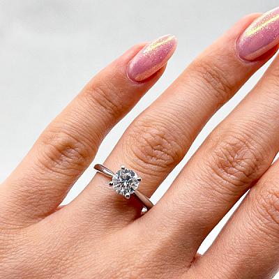 1.16ct Lab Grown Round Brilliant Cut Diamond with Plain Shoulders Ring in Platinum Image