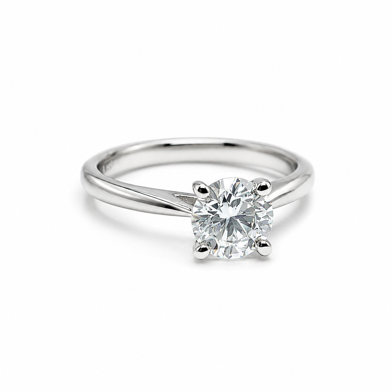 1.16ct Lab Grown Round Brilliant Cut Diamond with Plain Shoulders Ring in Platinum Image