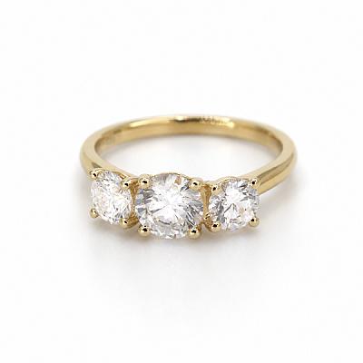 2.00ct Lab Grown Round Brilliant Cut Diamond Trilogy Ring in Yellow Gold Image