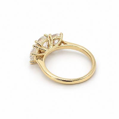 2.00ct Lab Grown Round Brilliant Cut Diamond Trilogy Ring in Yellow Gold Image